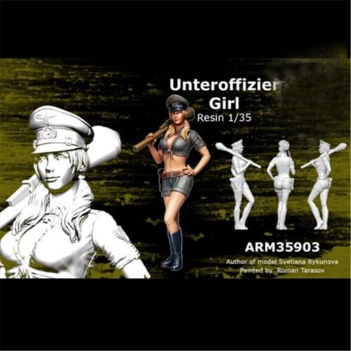 Unteroffizier Girl Soldier Resin Figure 1/35 Scale Model Kit Assembly Model Figure Resin Kit Colorless Self-Assembled Toy