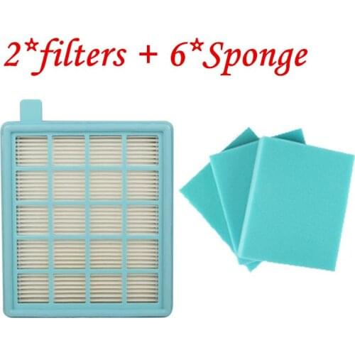 2* Hepa Filter +6 *cotton for Philips PowerPro Compact/Active FC8058 FC9320 FC9329 Fc8630 - Fc8639 Fc8640 - Fc8649 Cleaner Parts