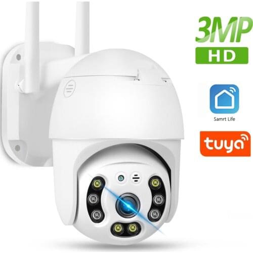 IP Camera 3MP HD Tuya WIFI Outdoor PTZ Camera Auto Tracking Security Speed Dome CCTV Camera Color Night Vision Smart Life APP