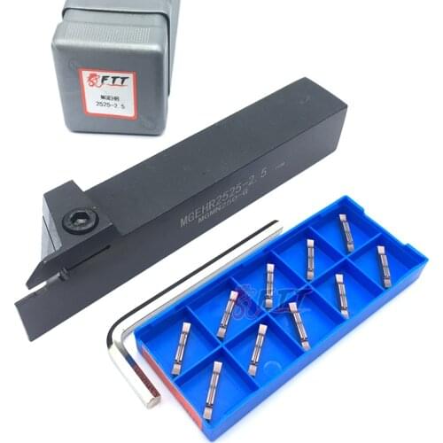 MGGN250 C YC1125 Carbide Inserts High Quality + MGEHR2525-2.5 Lathe Cut-Off Grooving Parting Tool Holder Wrench Turning Tool Set