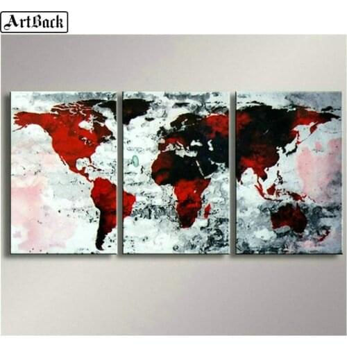 ArtBack three fight 5d diamond painting map full square diy 3d diamond mosaic landscape wall sticker