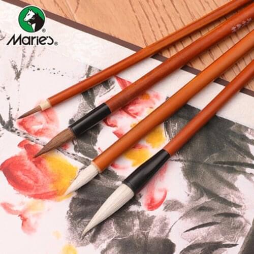 Maries Wolf/Sheep Hair Calligraphy Brush Chinese Writing Brush 4pcs/set Painting Drawing Writing Brush Practice Supplies G1324