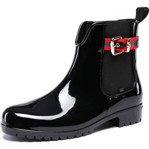 43-1158TONGPU Classic Design Womens Ankle Rain Boots with Side Elastic