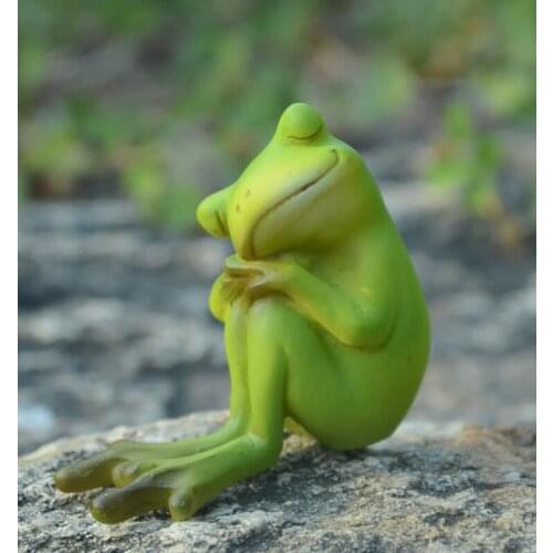 Creative Cute Resin Rural Frog Statue Outdoor Sculpture For Home Desk Garden Store Decorative Decor Ornament Dropshipping