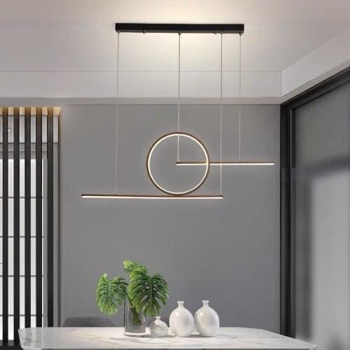 Nordic Creative Dining Room Chandelier Modern Minimalist LED Living Room Bedroom Bar Cafe Hanging Lights Aluminum Black Golden