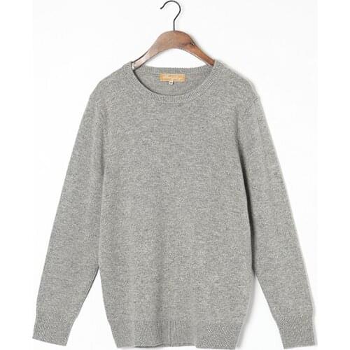 100%Cashmere Sweater Men Natural Fabric High Quality Winter Thick Warm Pullover Light Grey O-neck Pure Cashmere Sweaters