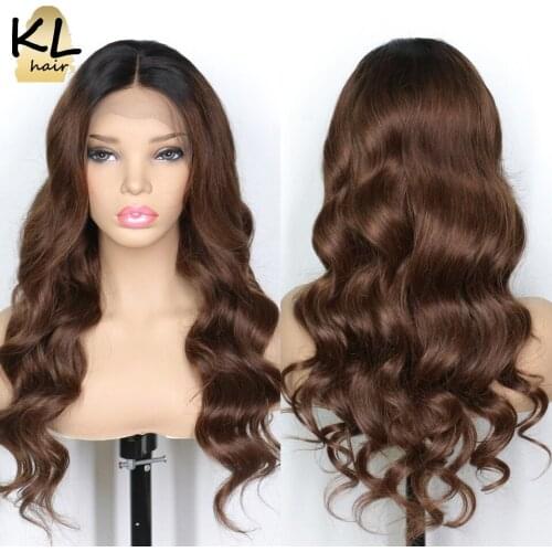 Loose Wave Brown Colored Lace Front Wig Brazilian Remy Human Hair Wigs With Baby Hair Pre Plucked 13x4 Lace Wigs For Women KL