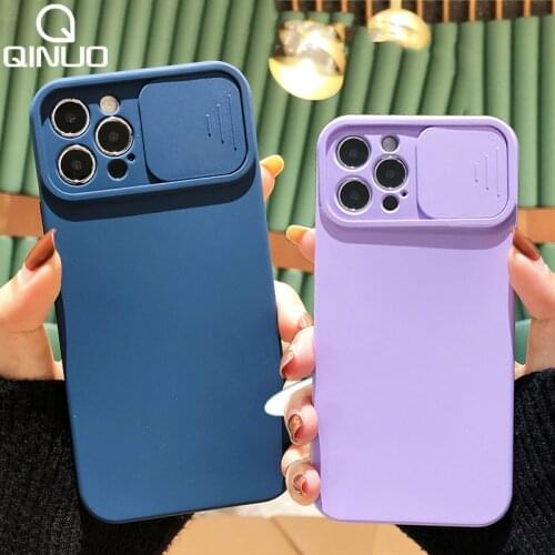 Slide Camera Lens Protection Phone Case For iPhone 12 11 Pro Max XS SE 2020 X XR 8 7 Plus 12 Mini Shockproof Soft Silicone Cover