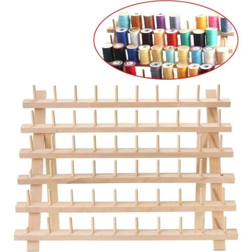 Foldable Bobbin Storage Rack 46/60 Spool Cone Wax Line Embroidery Thread Standing Wood Stand Sewing Machine Thread Frame