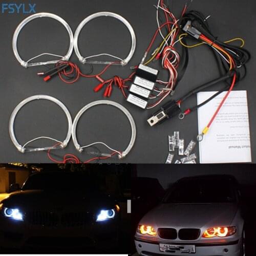 FSYLX LED Angel Eyes for BMW E46 E39 E38 E36 Projector SMD LED halo rings kit white Yellow LED angel eyes for bmw e46 4*131mm