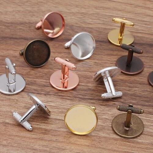 100pcs threaded rod into 12-14-16-18-20mm tray bezel blank cufflink jewelry cabochon settings French cufflinks shirt accessories