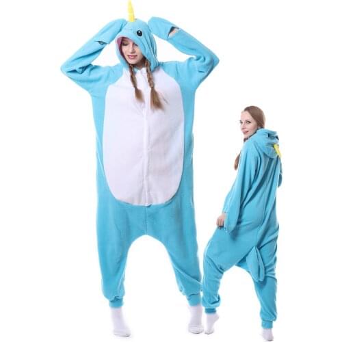 Narwhal Women Pajamas Onesies Kigurumis Polar Fleece Sleepwear Carnival Festival Outfit Girl Homewear Jumpsuits Onesieshow