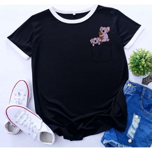 40# Women Harajuku T-shirts Kawaii Cartoon Printed Tops O-neck Casual Patchwork Tops Pullover Tee T-shirts Женские Футболки
