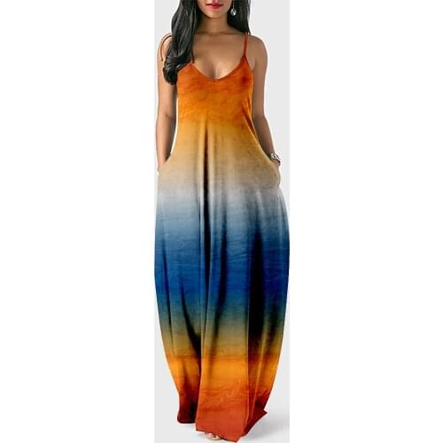 Women Summer Maxi Dresses Bohemian Hippie Beach Long Dress Womens Loose sling Dress Floral Vestidos De Verano Sexy Dress