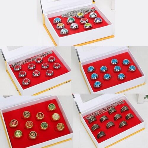 10pcs/Set Anime Naruto Rings Akatsuki Members Cosplay Rings with box