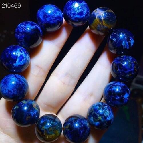 17mm Natural Blue Pietersite Stretch Gemstone Round Beads Bracelet Cat Eye Namibia Women Men AAAAAA Certificate