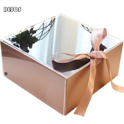 23*23cm Square Ribbon Bow Exquisite High-end Birthday Gift Box Transparent Acrylic Crystal Gift Box Storage Box Empty Box B0208M