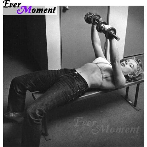 Ever Moment Diamond Painting 5D DIY Marilyn Monroe Painting for Workout Room Diamond Embroidery Black and White Style ASF1074