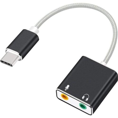 Type-C Audio Cable Adapter USB3.1 Type C to 3.5mm Jack Earphone & Microphone USB C Splitter For HUAWEI Matebook Android