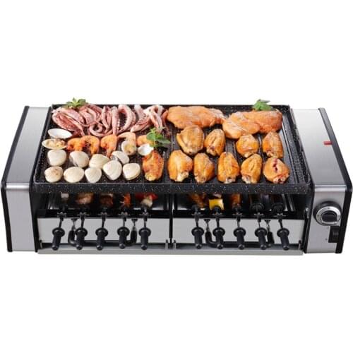 Automatic Rotating Electric Grills Indoor Korean Bbq Grill Ceramic Smokeless Non-Stick Less Smoke Home Electric Barbeque Tools