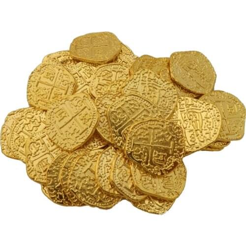 Bulk LOT X 100PCS / 4 COLOR coin each color 25pcs, doubloons, Pirate toy coins Captain Pirate Party metal coin