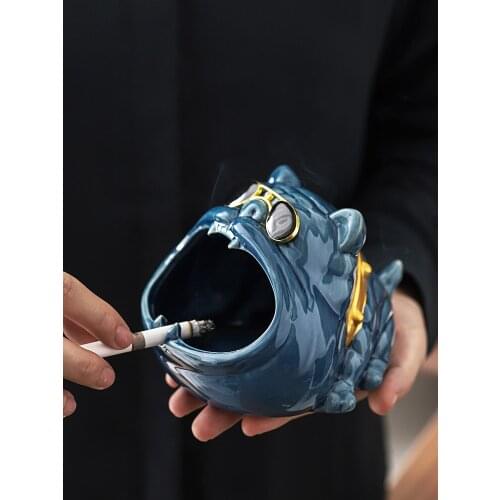 Big Mouth Dog Cigar Ashtray Creative Trend Windproof Fly Ash Home Office Ceramic Large Ashtray Home Decoration Gifts for Men