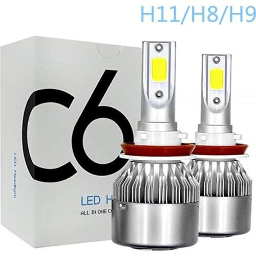 C6 Car Led Headlight Aviation Aluminum Ip68 Protection Level Car Led Headlight 360 Degree Light Cob Light Source