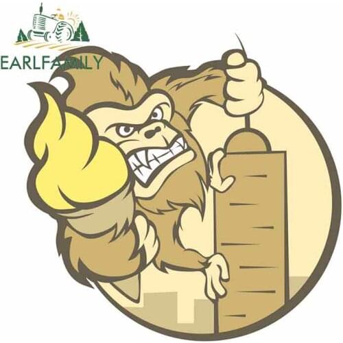 EARLFAMILY 13cm x 12.4cm For Gorilla And Ice Cream Fine Car Stickers Bumper Decal Surfboard Decor Vinyl Car Wrap Waterproof