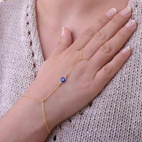 FLTMRH New fashion golden alloy bracelet for girl jewelry evil eye bead charm chain bracelet best gift for lovers