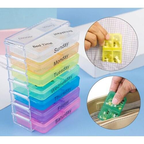 7 Days Pill Box Case Container Tablets Weekly Pillbox Tablet Sorter Medicine Box New
