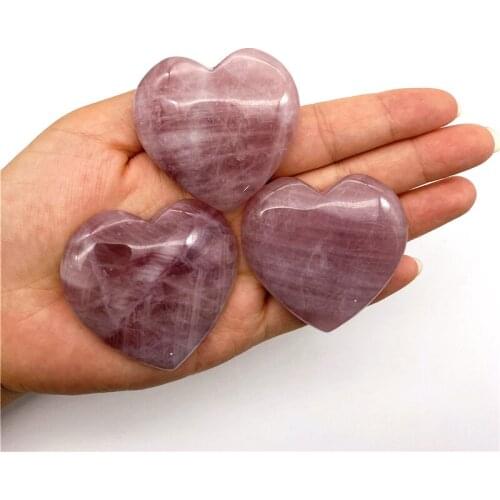 Beautiful 1PC Natural Lavender Rose Quartz Love Heart Shape Specimen Healing Polished Stone Gemstones Natural Quartz Crystals