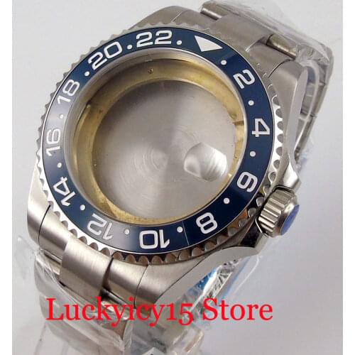 BLIGER Brushed 43mm Watch Case fit ETA 2836 MIYOTA 8215 821A 8205 Oyster Bracelet Crystal with Magnifier Screw Back