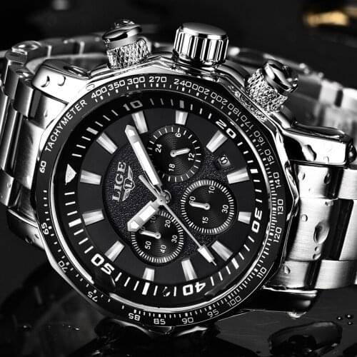 Men Watches LIGE Top Brand Luxury Business Quartz Clock Men Large Dial Fashion Waterproof Military Sport Watch Relogio Masculino