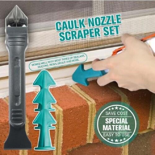 4Pcs Caulk Nozzle Scraper Set Applicator Silicone Caulking Tools Sealant Nozzle Caulking Epoxy Piston Nozzle Accessory