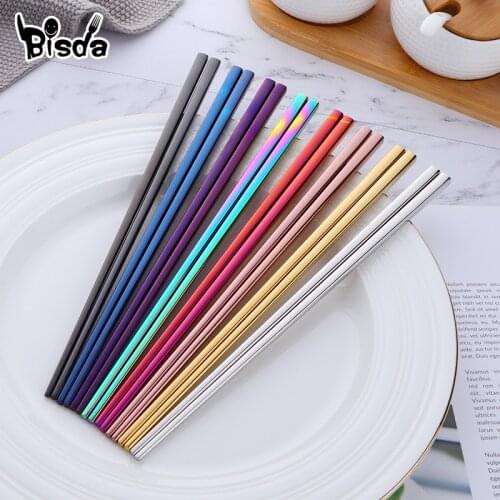 5 Pairs Gold Chopsticks Set Stainless Steel Chopsticks Sushi Japanese Durable Black Korean Chopsticks Set Plated ChopSticks
