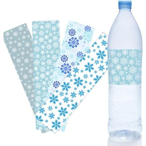 10pcs Mineral Water Bottle Label Snowflake Pattern Party Ice Prince Cool Baby Shower Birthday Party Bottle Label Stickers