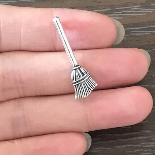 20PCS Bohemian Sweep Charm Zinc Alloy Halloween Witch Sweep Pendant Charm for Bracelet Necklace Earrings Jewelry Making