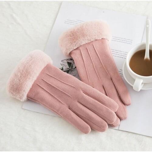 Winter Gloves Women Female Keep Warm Touch Screen Gloves Ladies Elegant Plush Wrist Mittens Ski Driving Glove Guantes Invierno