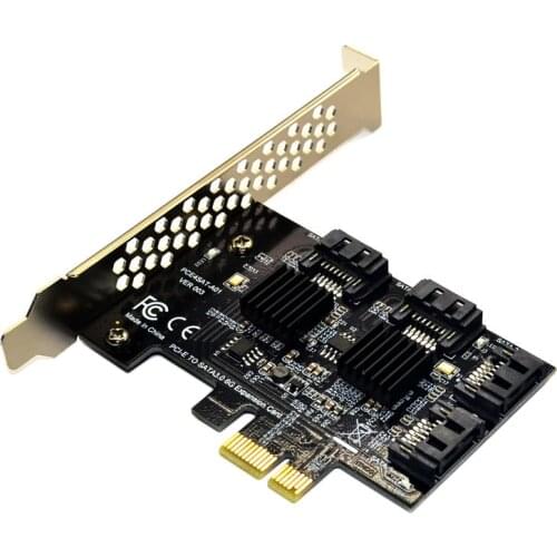 PCI-E to SATA 3.0 Riser Card 4 Port SATA3.0 Expansion Card Adapter Hard Drive Expansion for IPFS Hard Drive