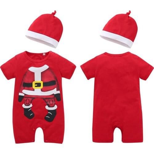 Newborn Christmas Clothes Summer and Fall Baby Short Sleevescotton Rompers New Year Christmas Clothes for Toddler Romper