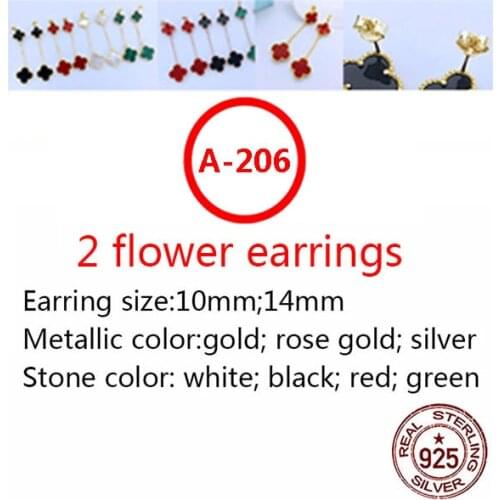 A206 S925 sterling silver earrings simple personality fashion style hypoallergenic size four-leaf clover shape give girlfriend