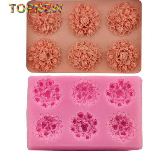 6 Holes Flowers Shape Silicone Mold 3D Cake Decor Baking Tools 2408
