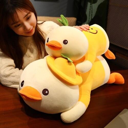 50/70/90cm Cute Creative Lying Spring Outing Duck Plush Animal Toys Soft Funny Ducks Doll Nap Pillow Baby Kids Appease Gift