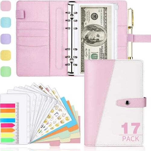 A6 Binder with Stylish Design, Budget Binder with Cash Envelopes, Refillable Loose-Leaf Binder Cover for Budget Planner Personal