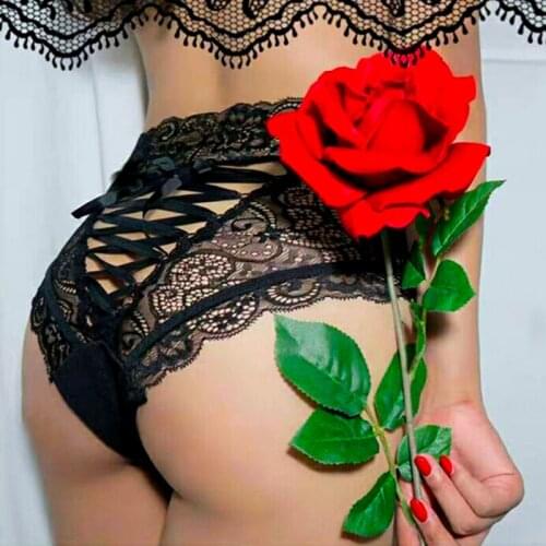 Sexy High Waist Lace Womens Panties Hollow Out Bandage Hip Briefs Female Underpants Sexy Lingerie Intimate Underwear Woman 3XL