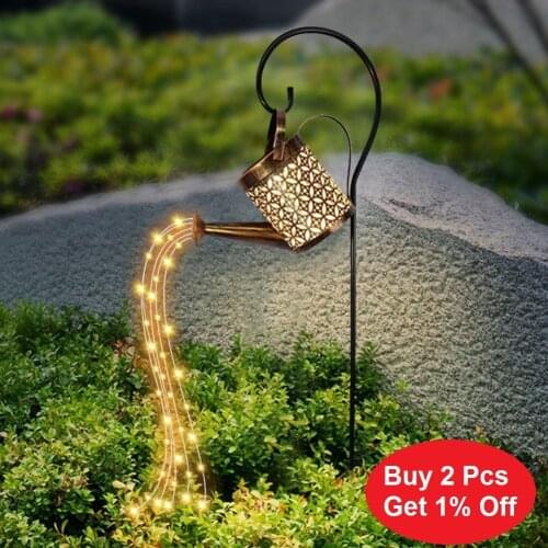 Outdoor Solar Powered Watering Can Sprinkles Fairy Light Waterproof Shower Light For Outdoor Garden Lawn Decor Dropshipping
