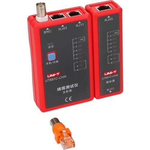UNI-T UT681C Cable Tester Network Cable / Telephone Line Dual-use Tester LED Status Display RJ45 RJ11 BNC Line Detector