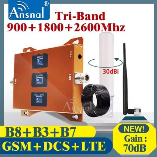 New!!Amplifier 4G 900 1800 2600Mhz Tri-Band Cellular Signal Booster 2g 3g 4g Cellphone Cellular Repeater 4GMobile BoosterDCS LTE