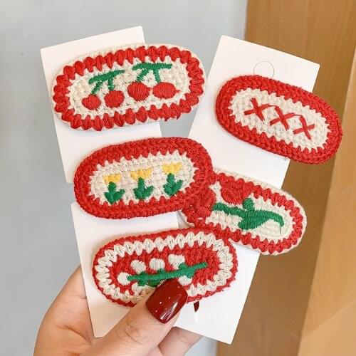 Floral Embroidery Hair Pins For Girls Knitted Hair Clips Baby Clip Kids Hair Stlyling Tools Hair Grips Barrettes Headdress