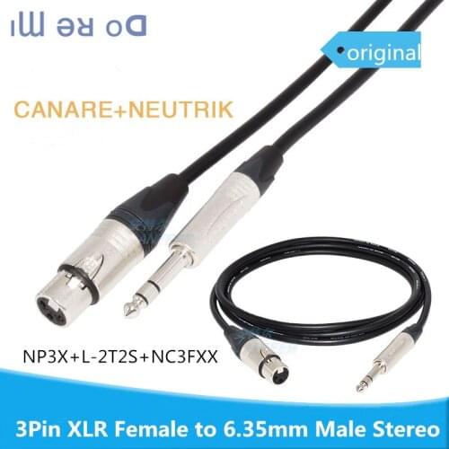 1pc Original NP3X 6.35mm Male to XLR Female 3PIN NC3FXX CANARE Neutrik balance audio microphone Mixing console cable L-2T2S